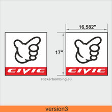Load image into Gallery viewer, Stickers Track Racing Numbers Door stickers set -"Kanjozoku Honda Civic"version3