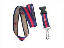 Load image into Gallery viewer, Designer Key Lanyard &quot;Gucci Inspired&quot;-Blue Red Stripes-Chrome