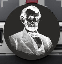 Load image into Gallery viewer, Universal tire cover & wheel cover for Jeep Wrangler - "Abraham Lincoln" Jeep Gift Abraham Lincoln-Premium quality-Full Ecological Leather