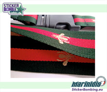 Load image into Gallery viewer, Designer Key Lanyard Gucci Inspired Green Red Striped Chrome - view 3