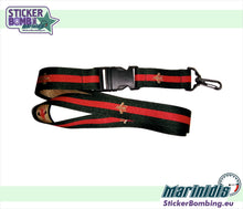 Load image into Gallery viewer, Designer Key Lanyard Gucci Inspired Green Red Striped Graphite - view 1