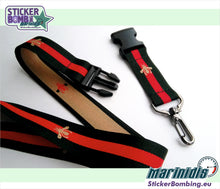 Load image into Gallery viewer, Designer Key Lanyard Gucci Inspired Green Red Striped Graphite - view 2