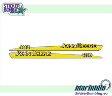 Load image into Gallery viewer, John Deere 4110 hood decal set – 2 yellow vinyl stickers for left and right side