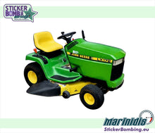 Load image into Gallery viewer, John Deere LX172 lawn tractor with replica hood decals applied – StickerBombing.eu