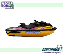 Load image into Gallery viewer, Sea-Doo RXP-X 300 Yellow 2021-2024 jet ski with Retro XP Edition decals installed – yellow hull with purple and pink graphics by StickerBombing.eu