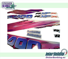 Load image into Gallery viewer, Sea-Doo RXP-X 300 Retro XP Edition decals close-up – purple pink graphics with Sea-Doo, RXP-X and Bombardier stickers by StickerBombing.eu