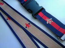 Load image into Gallery viewer, Designer Key Lanyard &quot;Gucci Inspired&quot; - Blue Red Striped Lanyard