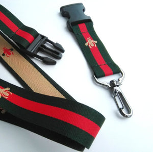 Designer Key Lanyard "Gucci Inspired"-Green Red Striped Lanyard-Graphite