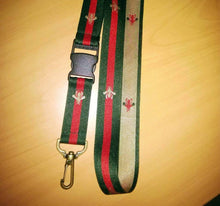 Load image into Gallery viewer, Designer Key Lanyard &quot;Gucci Inspired&quot;-Green Red Striped Lanyard-Bronze