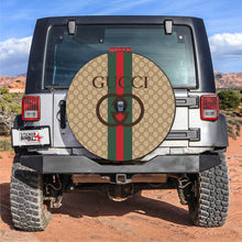 Load image into Gallery viewer, Universal tire cover &amp; wheel cover for Jeep Wrangler For models JL 2017-2019 with a rear camera - &quot;Gucci inspired Edition 2&quot;