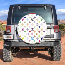 Load image into Gallery viewer, Universal tire cover &amp; wheel cover for Jeep Wrangler - &quot;Inspired Louis Vuitton Multicolor&quot;