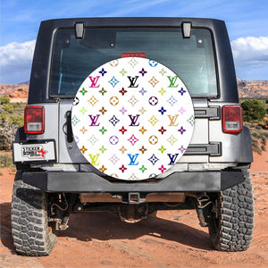 Universal tire cover & wheel cover for Jeep Wrangler - "Inspired Louis Vuitton Multicolor"