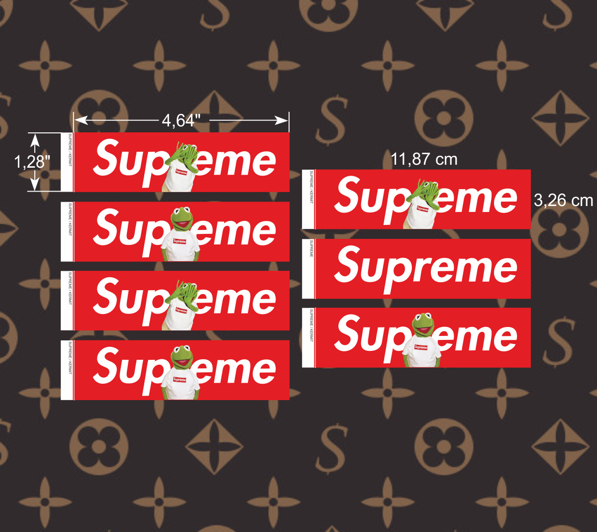 Supreme Kermit Box Logo Sticker Set SS08 Red Blue Yellow