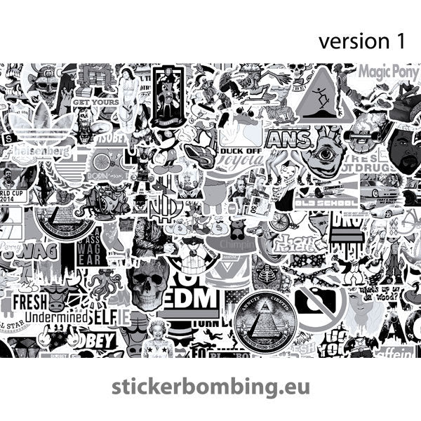 Ouceanwin 50 Stück Vinyls Stickers Schwarz Weiß Stickerbomb