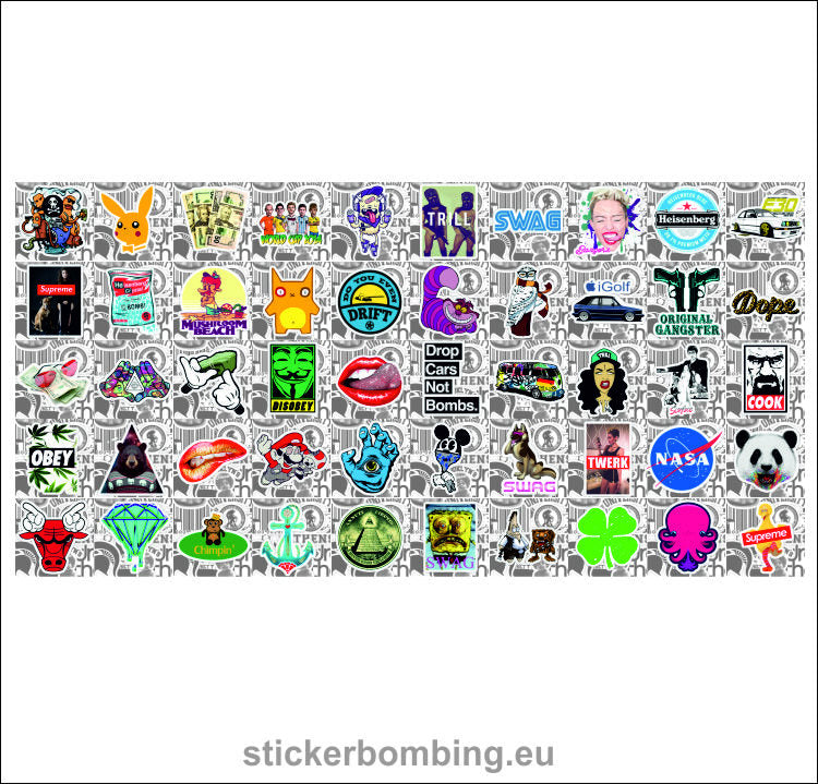 Sticker Pack Fifty #1 - 50 Random Stickers - Sticker Bombing Pack Fift –