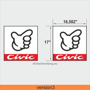Stickers Track Racing Numbers Door stickers set -"Kanjozoku Honda Civic"version2