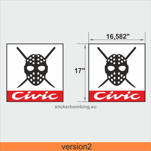 Stickers Track Racing Numbers Door stickers set -"Kanjozoku Honda Civic"version2