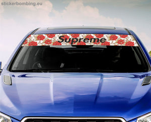 Universal Windshield Banner Decal "Supreme Flowers" Version 1