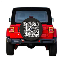 Load image into Gallery viewer, Universal tire cover &amp; wheel cover for Jeep Wrangler For models JL 2017-2019 with a rear camera - &quot;Monogram - K&quot; Jeep Gift Monogram K-K