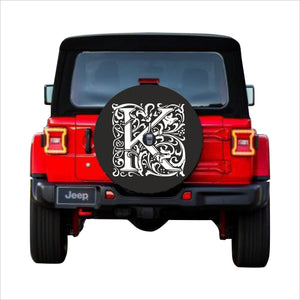 Universal tire cover & wheel cover for Jeep Wrangler For models JL 2017-2019 with a rear camera - "Monogram - K" Jeep Gift Monogram K-K