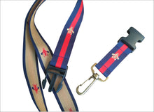 Load image into Gallery viewer, Designer Key Lanyard &quot;Gucci Inspired&quot;-Blue Red Stripes-Bronze