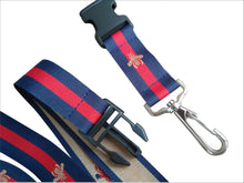 Load image into Gallery viewer, Designer Key Lanyard &quot;Gucci Inspired&quot;-Blue Red Stripes-Chrome