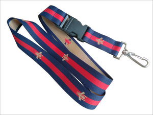 Designer Key Lanyard "Gucci Inspired"-Blue Red Stripes-Chrome