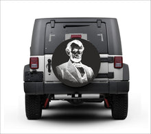 Load image into Gallery viewer, Universal tire cover &amp; wheel cover for Jeep Wrangler - &quot;Abraham Lincoln&quot; Jeep Gift Abraham Lincoln-Premium quality-Full Ecological Leather