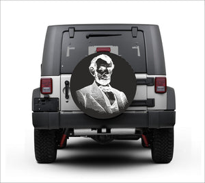 Universal tire cover & wheel cover for Jeep Wrangler - "Abraham Lincoln" Jeep Gift Abraham Lincoln-Premium quality-Full Ecological Leather