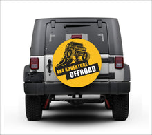 Load image into Gallery viewer, Universal tire cover &amp; wheel cover for Jeep Wrangler - &quot;4x4 Adventure Off Road&quot; Yellow and Black Edition-Premium quality-Full Ecological Leather