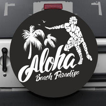 Load image into Gallery viewer, Premium quality-Full Ecological Leather-Universal tire cover &amp; wheel cover for Jeep Wrangler - &quot;Aloha Beach Paradise&quot;