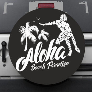 Premium quality-Full Ecological Leather-Universal tire cover & wheel cover for Jeep Wrangler - "Aloha Beach Paradise"