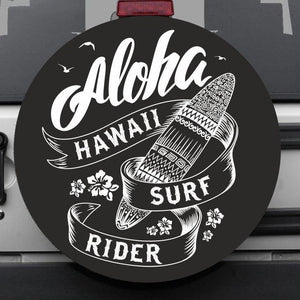 Premium quality-Full Ecological Leather-Universal tire cover & wheel cover for Jeep Wrangler - "Aloha Hawaii Surf Rider" Version 2