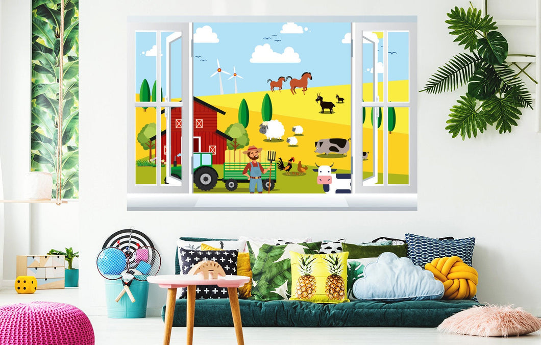 Kids wallpaper - Farm Wallstickers 2 - Kids Room - Nursery Wall Decals - Cow Wall Decals - Traktor Wall Decals - Pig Wall Decals