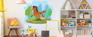 Kids wallpaper - Horses - Kids Room - Nursery Wall Decals - Horse Wall Decals - Horses Wall Decals - Children Wall Decals - Cartoon Decals