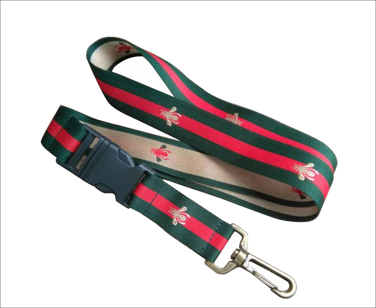 Designer Key Lanyard "Gucci Inspired"Green Red Striped LanyardBronze