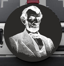 Load image into Gallery viewer, Universal tire cover &amp; wheel cover for Jeep Wrangler - &quot;Abraham Lincoln&quot; Jeep Gift Abraham Lincoln-Premium quality-Full Ecological Leather