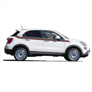 Stickers set for Fiat 500 X Model from 2014 till 2018 "Green & Red Stripes"-Car Graphics Set