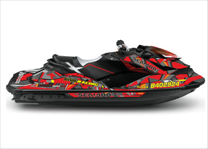 Stickers set for Sea-doo Rxp-x 260  RS, Rxp-x 300 model 2012-2018-"Abstract Red Camo" Graphic decals kit